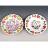 Two Pearlware type nursery plates, My Pretty Bird, 1830's, and Child dancing