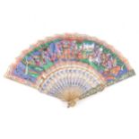 Cantonese white and gilt metal fan, mid 19th century