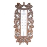 Russian carved wood mercury wall thermometer, V Shwab, Moscow, circa 1900