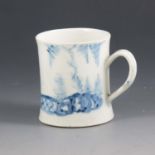 A small English blue and white porcelain mug, probably Lowestoft