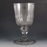 A massive Victorian glass goblet, rounded funnel bowl