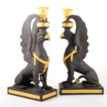 A pair of limited edition Masterpiece Collection 'Griffin Candlesticks', by Wedgwood.