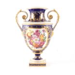 A twin-handled urn-shape vase, by Bloor Derby.