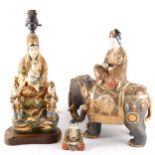 Three Japanese satsuma ware figures
