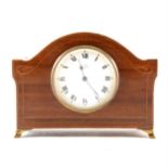 Edwardian inlaid mahogany mantel clock