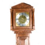 Contemporary oak longcase clock