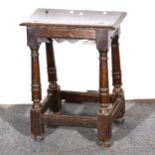 Joined oak stool, early 18th Century,