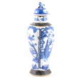 A Chinese crackle glaze blue and white vase, ...