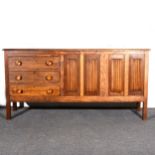 Oak coffer/chest, rectangular top fitted with three drawers,