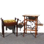 A Victorian bamboo occasional table with drop leaves; and box-seat piano stool.