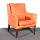 A Victorian easychair, square back and arms,