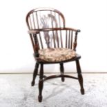 A Victorian elm and ash small Windsor chair