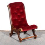 Victorian nursing chair, maroon buttoned upholstery