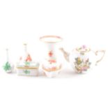 A Herend porcelain teapot, and other Herend tableware