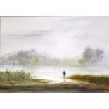 D G Chatfield, Fly Fishing, watercolour, ...