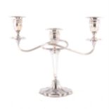 A silver three light candelabra by A E Jones