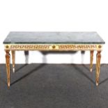 A French occasional table, rectangular variegated marble top