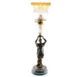 An oil lamp, figural column designed as a Roman soldier, ...