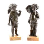 After Clodion, two bronze models of cherubs