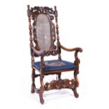 A French walnut elbow chair, of early 18th century design