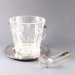 A Baccarat ice bucket, with plated stand and ice-grips