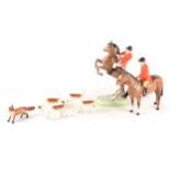 Beswick, two hunstman, four hounds, and a fox