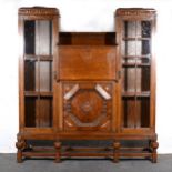 Oak side-by-side bureau bookcase,