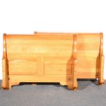 Contemporary light oak single sleigh bed