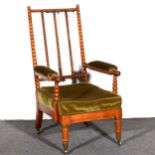 A Victorian mahogany easychair, in the Morris style,