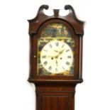 A mahogany longcase clock, arched painted dial, ...