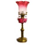 A brass based oil lamp, ...