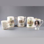 A collection of bone china tankards.