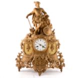 A late 19th Century French gilt spelter mantel clock