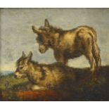 English School, 19th Century, two donkeys