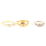 Three diamond set rings