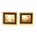 After J M W Turner, picturesque landscape, a painted porcelain panel; and another similar