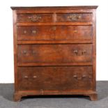 A George III walnut chest of drawers,
