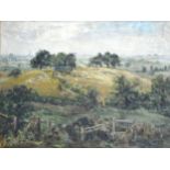 Mona Cross, The Hill from East Haddon, oil on board