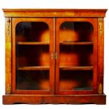 A Victorian burr walnut and marquetry credenza