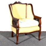 A late Victorian mahogany easychair,