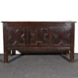 Joined oak coffer, circa.1700, boarded top