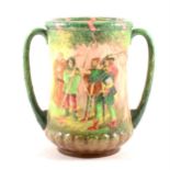 A Royal Doulton twin handled loving cup, Robin Hood, number 26 of 600.