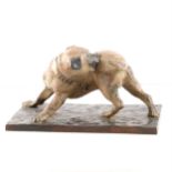 Cold painted bronze model of a dog on rectangular base
