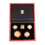 Royal Mint 1999 UK gold proof four coin Sovereign Collection