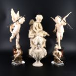 A collection of composite Parian style sculptures and bookends