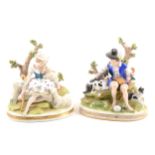 Two Sitzendorf porcelain figural groups, Shepherd and Shepherdess