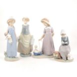 Four Lladro figures, Girl with a Doll, 59cm, ...