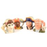 A collection of Royal Doulton character jugs, ...