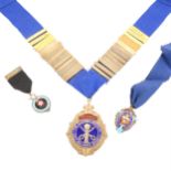 A chain of office - a silver and enamelled badge "Chairman The Clothing Institute East Midlands
