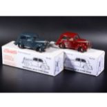 Somerville 1:43 scale white metal models; no.152 Vauxhall IO, in red and grey, boxed.